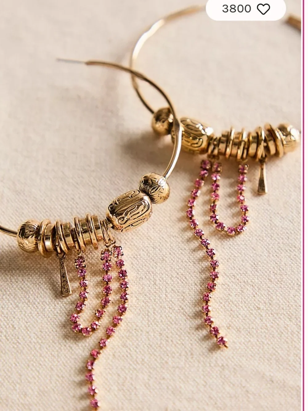 Free People Flume Hoops Gold/Pink NWT